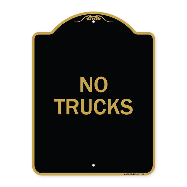 Designer Series Sign-Truck Sign No Trucks, Black & Gold Aluminum Sign, 18" x 24", BG-1824-22786